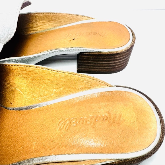 Madewell The Willa Silver Leather Mules Size 8 - Picture 4 of 13